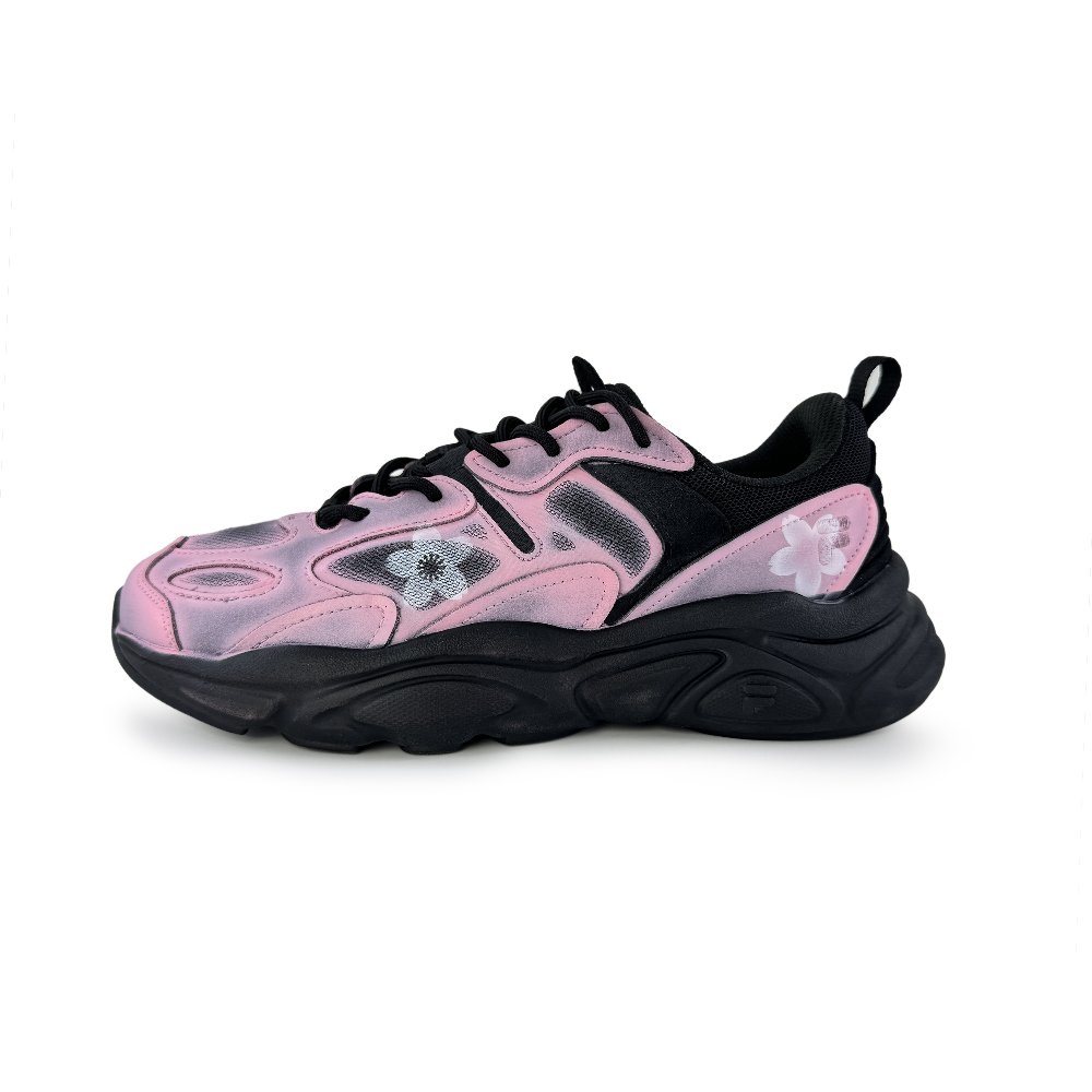 FILA Mars 2 Flower Sea Height Increasing Low Top Casual Shoes Unisex Black Pink