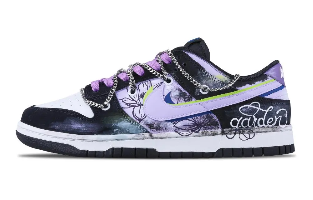 Nike Dunk Low Low-Top Skateboard Shoes Men's Black Purple