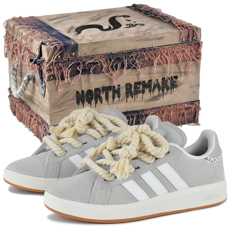 Adidas Grand Court Base 00s Anti Slip Wear Resistant Low Top Skateboard Shoes Unisex Gray White