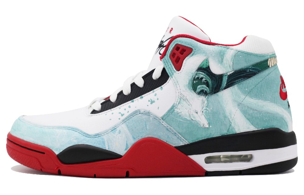 Nike Flight Legacy Anti-Slip And Wear-Resistant Coverage High-Top Vintage Basketball Shoes Unisex Ice Blue White