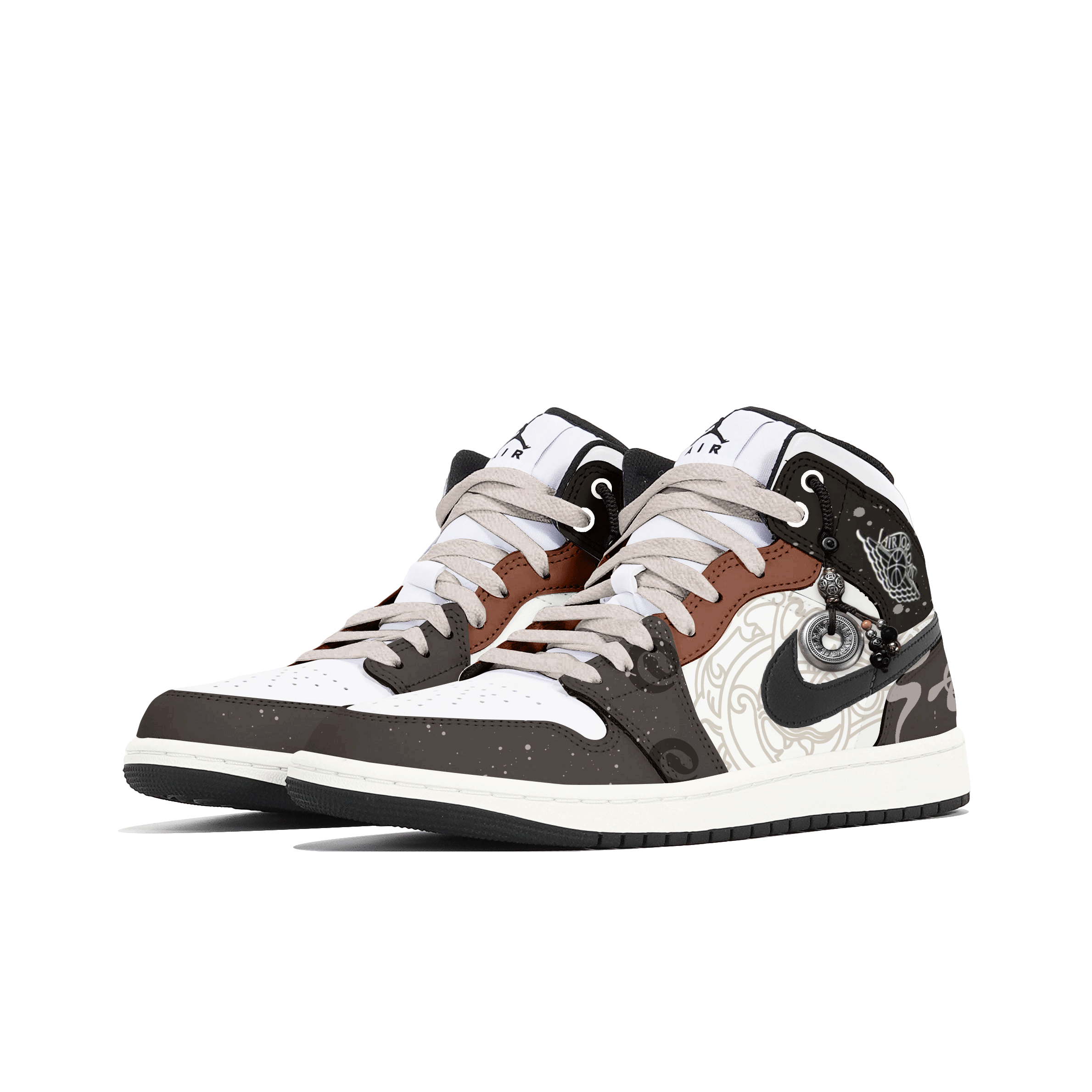 Jordan Air Jordan 1 Vintage Basketball Shoes Men Mid Top White/Brown купить в интернет-магазине Yoocart с быстрой доставкой по России.