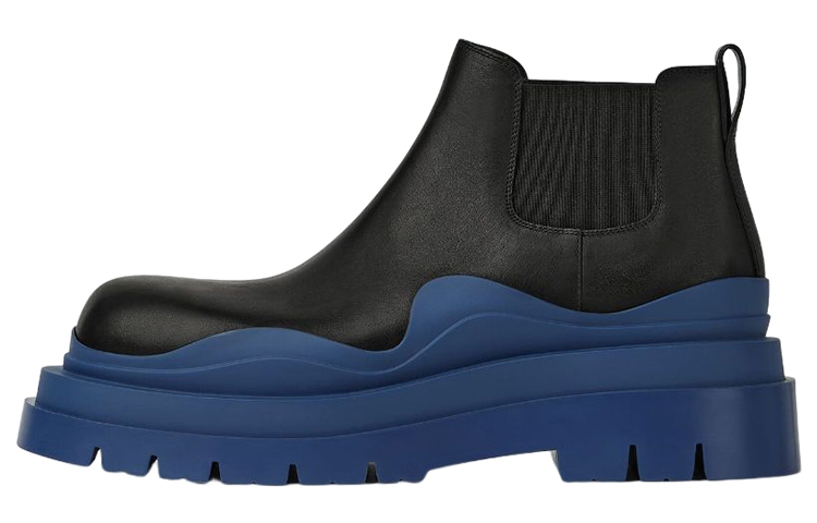 Bottega Veneta Leather Tire Chunky Sole Ankle Chelsea Boot Black Cruise