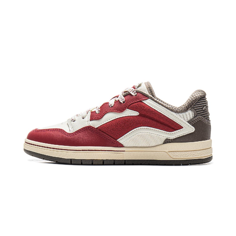 LiNing Coverage Slip Resistant And Abrasion Resistant Low top Skateboard Shoes Men's Red Beige