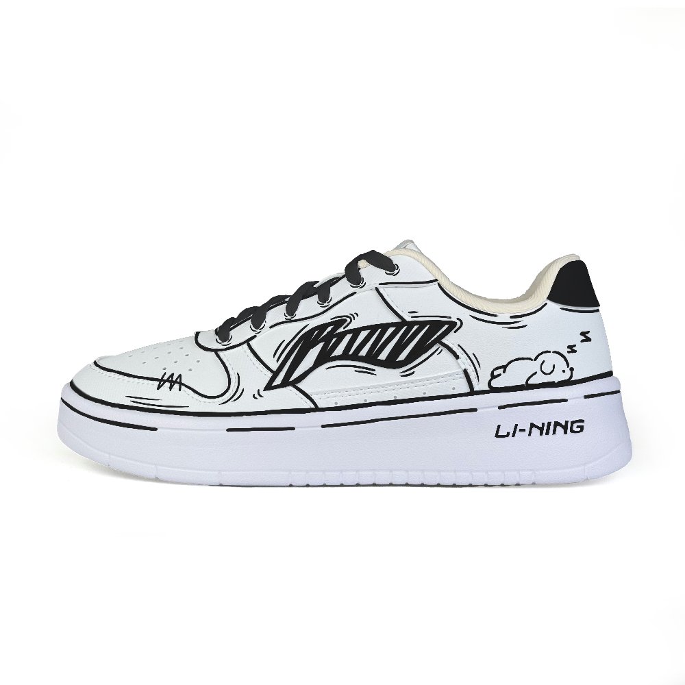LiNing Pontoon Boats Wear resistant And Lightweight Low top Skateboard Shoes Unisex White Black