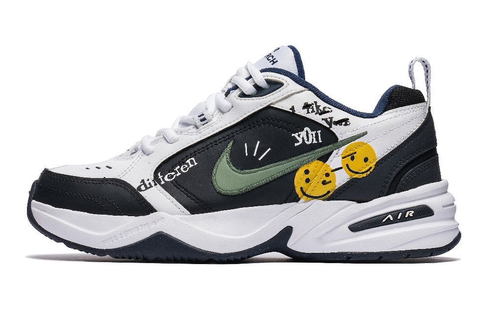 Nike Air Monarch 4 Slip-Resistant Low-Top Chunky Sneakers Unisex Black White Green