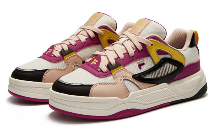 FILA FUSION BANK II Cushioning Wear-Resistant Low-Top Skateboard Shoes Women's Beige Purple Black