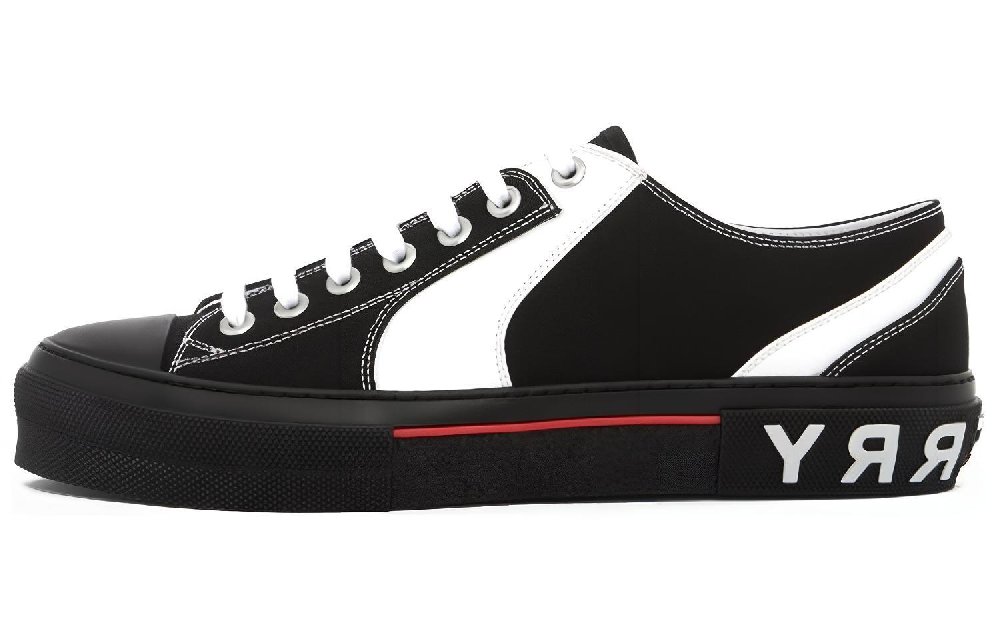 Burberry Colorblock Low Top Canvas Sneaker Black White
