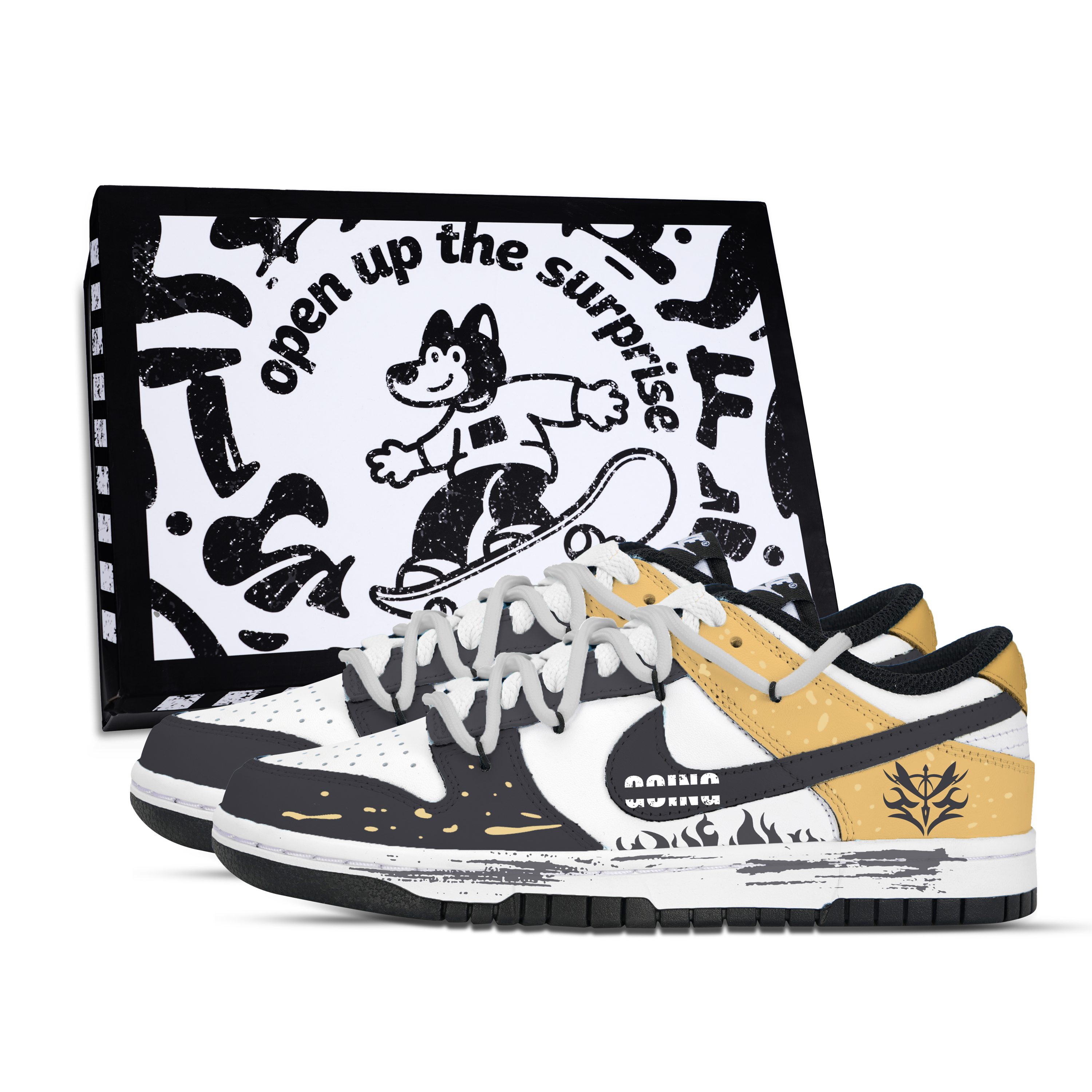 Nike Dunk Sword Radiance Phantom Abrasion Resistant Slip Resistant Low top Skateboard Shoes Unisex Gray Yellow White