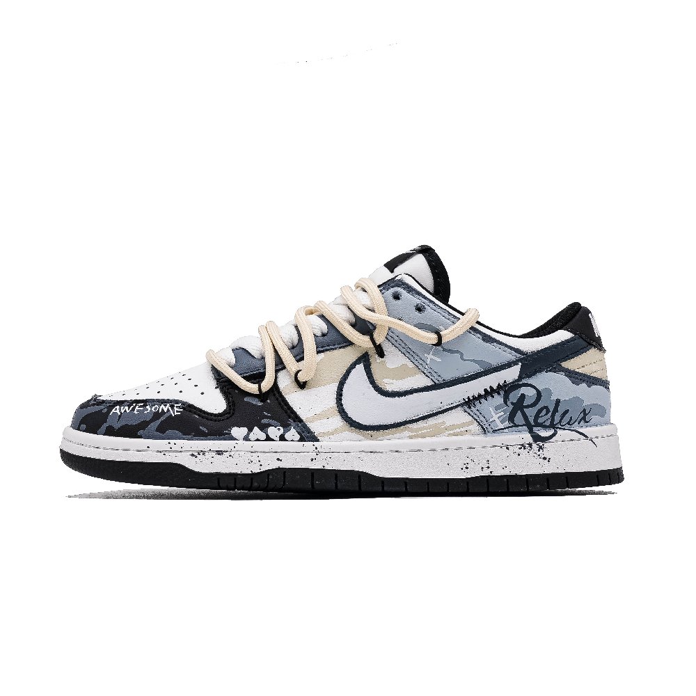 Nike Dunk Spiritual Wanderings Cushioning, Wear Resistant Low Top Skateboard Shoes Unisex Beige White Blue