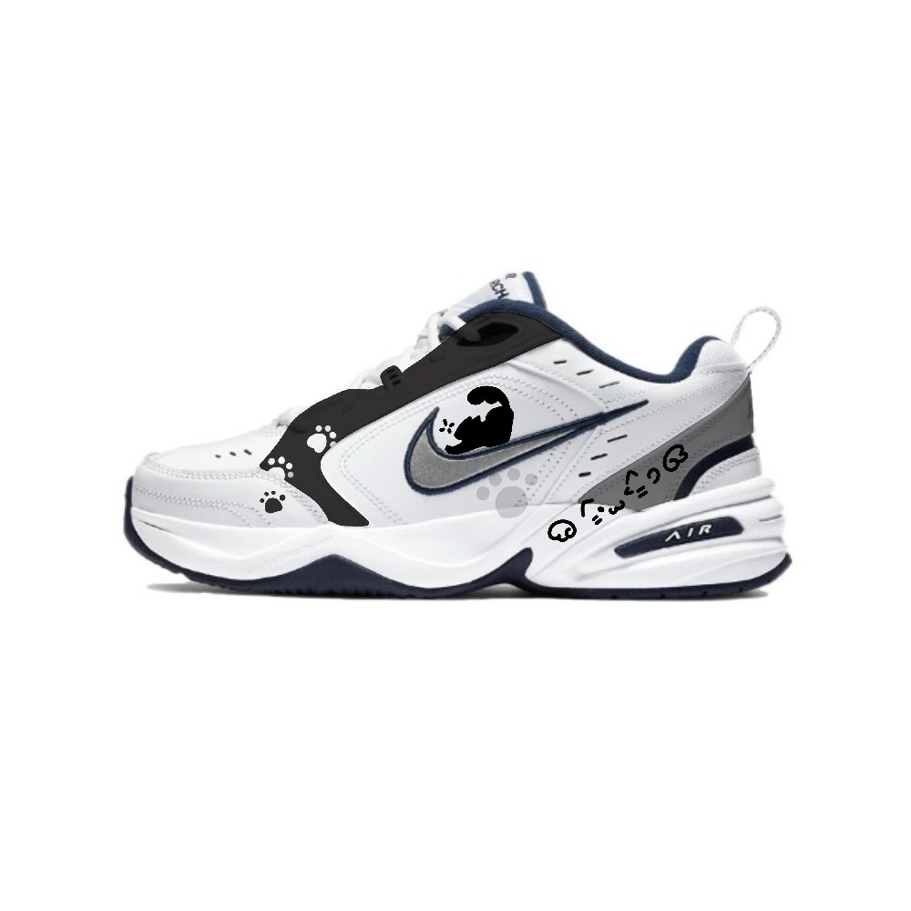 Nike Air Monarch 4 Anti-Slip And Wear-Resistant Height Increasing Low-Top Chunky Sneakers Unisex Black White
