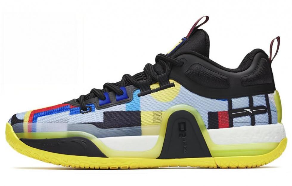 Anta Bastard Cushioning Anti-Slip And Wear-Resistant Low-Top Basketball Shoes Men's Black Yellow