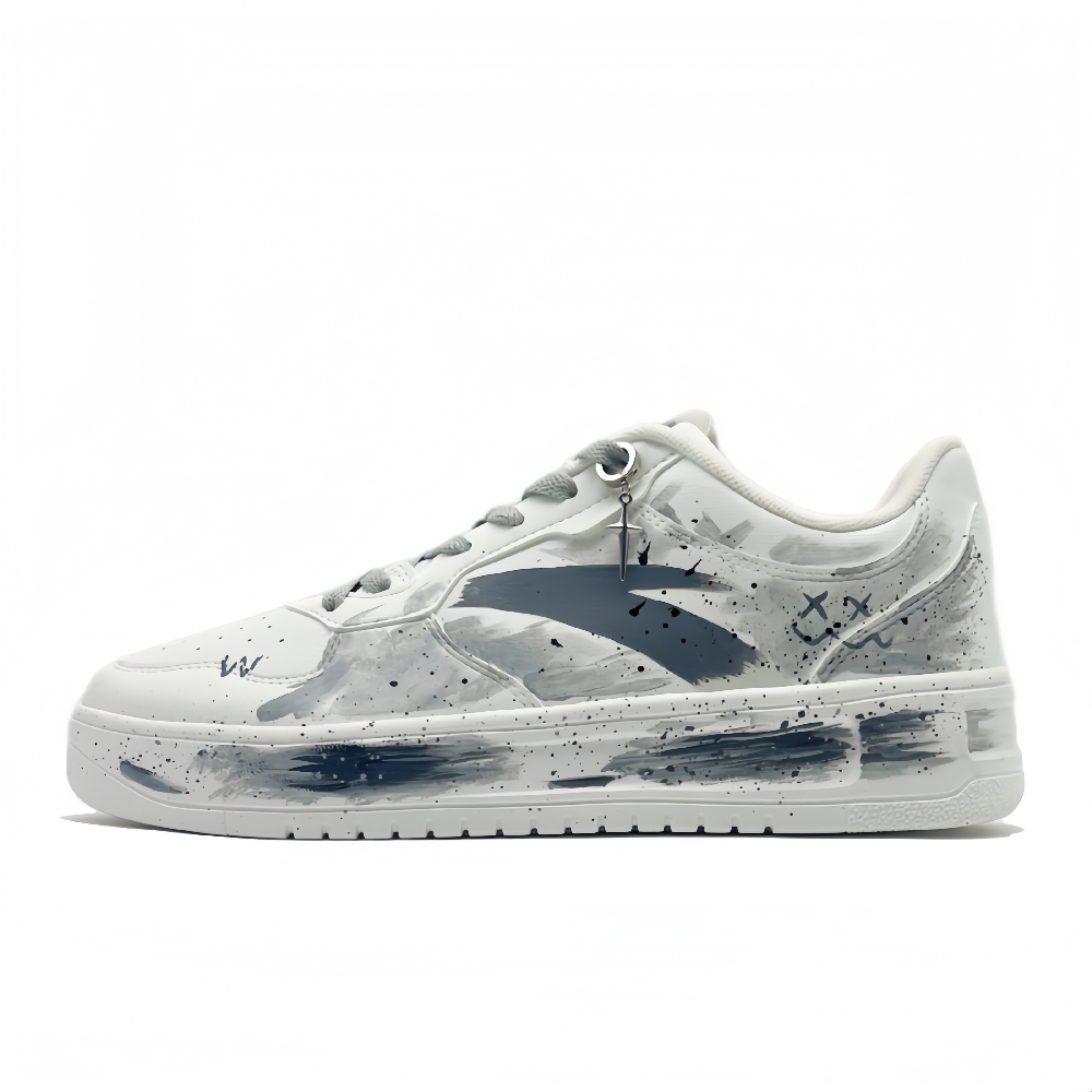 Anta Relaxed Thermal Slip Resistant Cushioning Low Top Skateboard Shoes Unisex Gray White
