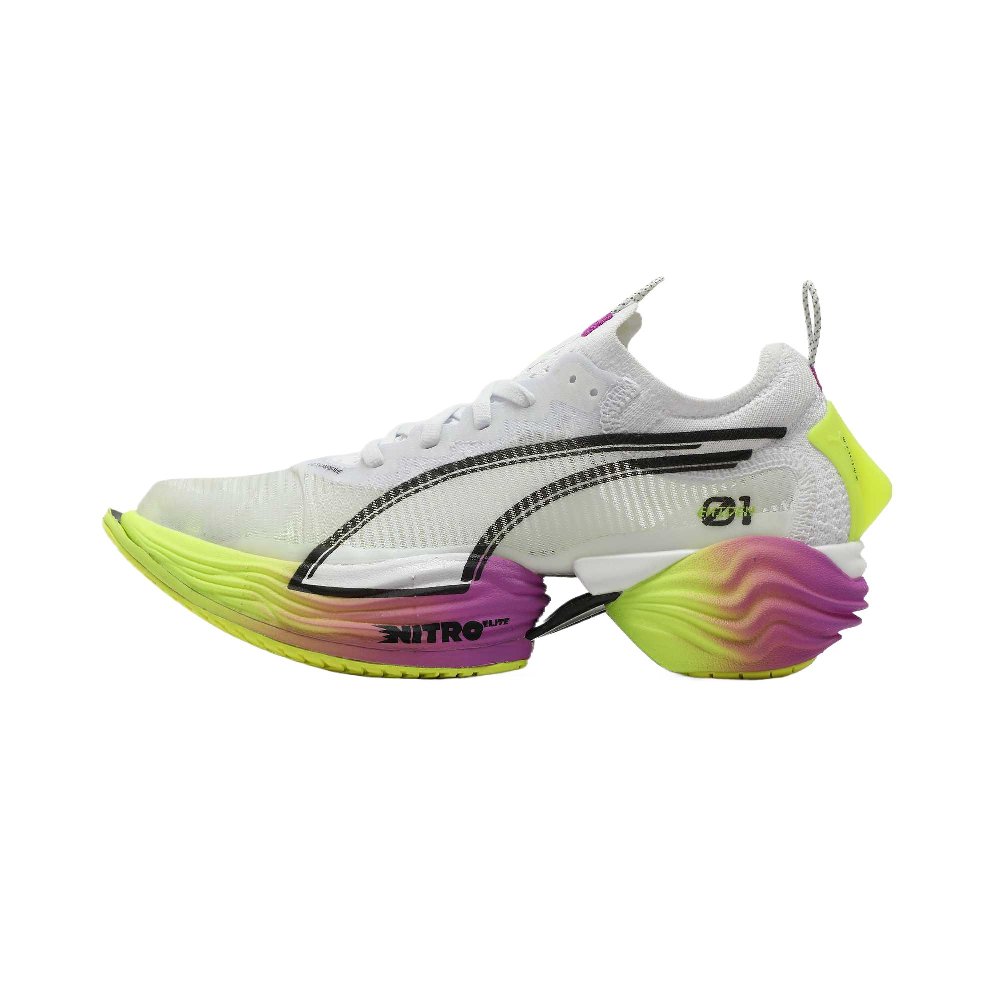 PUMA Cushioning And Breathable Low Top Running Shoes Women's White Yellow