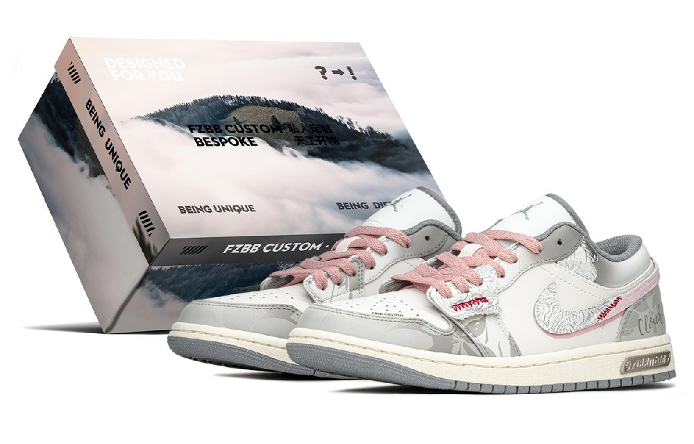 Jordan Air Jordan 1 Low-Top Vintage Basketball Shoes Gray Pink GS