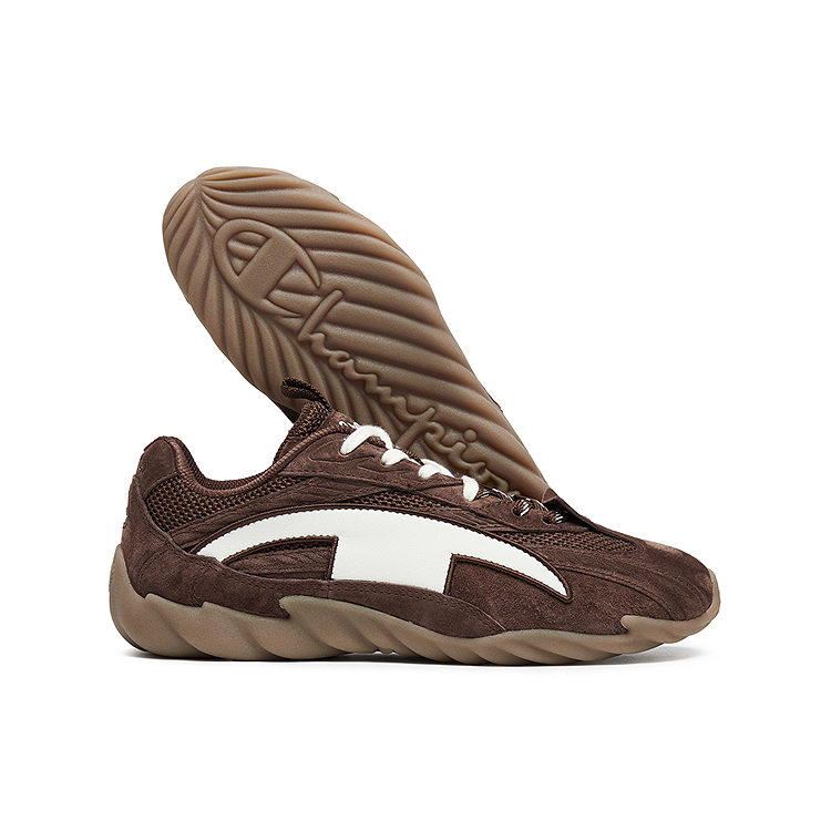 Champion Feather Light Sole Shoes Champ Teryx Racer Balance Low top Skateboard Shoes Men's Pinecone Brown/Milk White