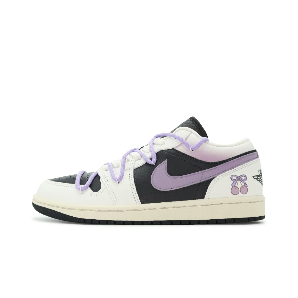 Jordan Air Jordan 1 Low Wear-Resistant Breathable Cushioning Low-Top Vintage Basketball Shoes Women's Black Purple