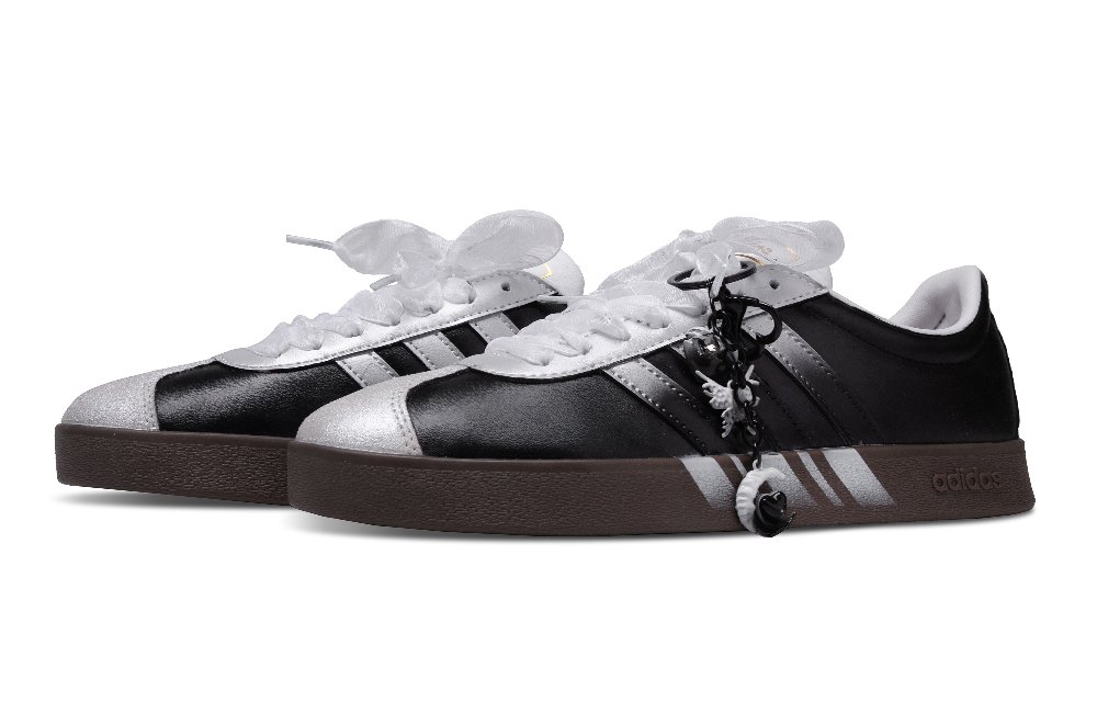 Adidas Neo VL Court 2.0 Abrasion Resistant Low Top Skateboard Shoes Unisex Black Silver