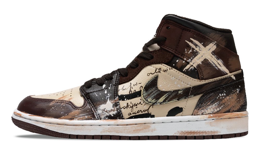 Jordan Air Jordan 1 Anti-Slip Wear-Resistant Mid-Top Vintage Basketball Shoes Men's Earth Brown