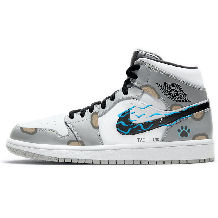 Jordan Air Jordan 1 Vintage Basketball Shoes Men Mid Top White/Gray