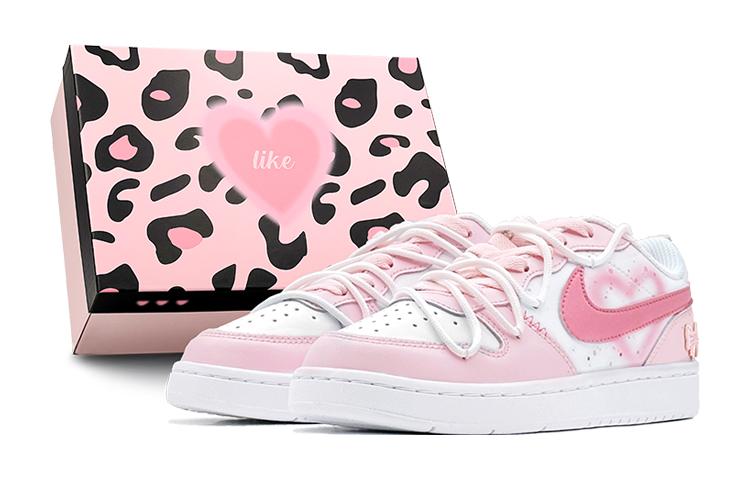 Nike Court Borough Low-Top Skateboard Shoes GS Pink White