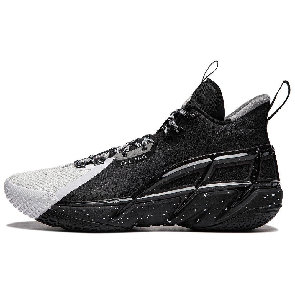 LiNing Anti-five 4 Cushioned Wear-Resistant Breathable Mid-Top Basketball Shoes Men's Black White