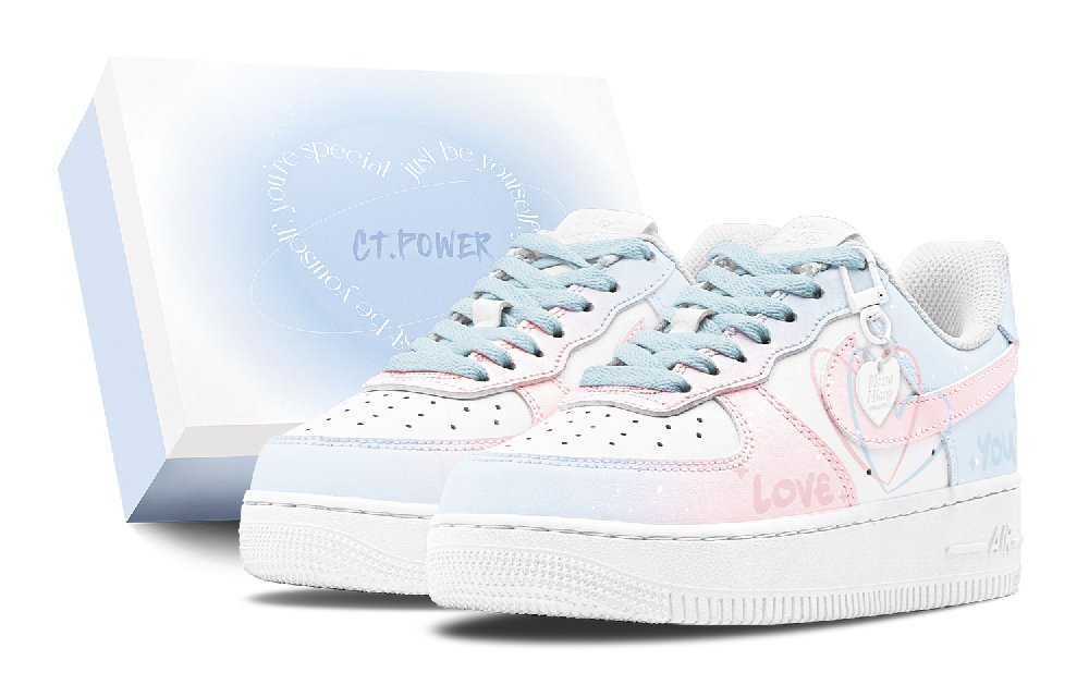 Nike Air Force 1 Air Force 1 Low Top Skateboard Shoes Women's Blue Pink