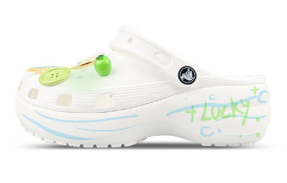 Crocs Classic Platform Clog Clogs Unisex White Green Blue