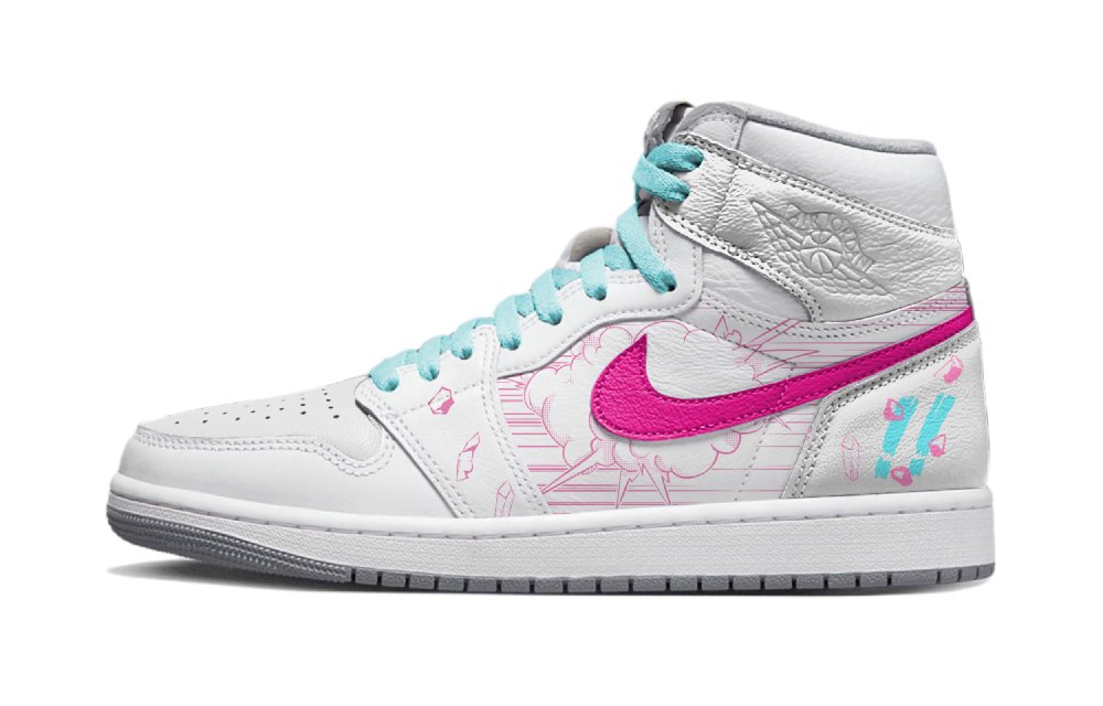 Jordan Air Jordan 1 Slip-Resistant High-Top Vintage Basketball Shoes Unisex Pink White Blue