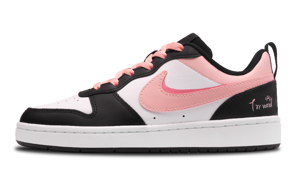 Nike Court Borough Slip Resistant, Abrasion Resistant, Impact Resistant Low Top Skateboard Shoes GS Black Pink