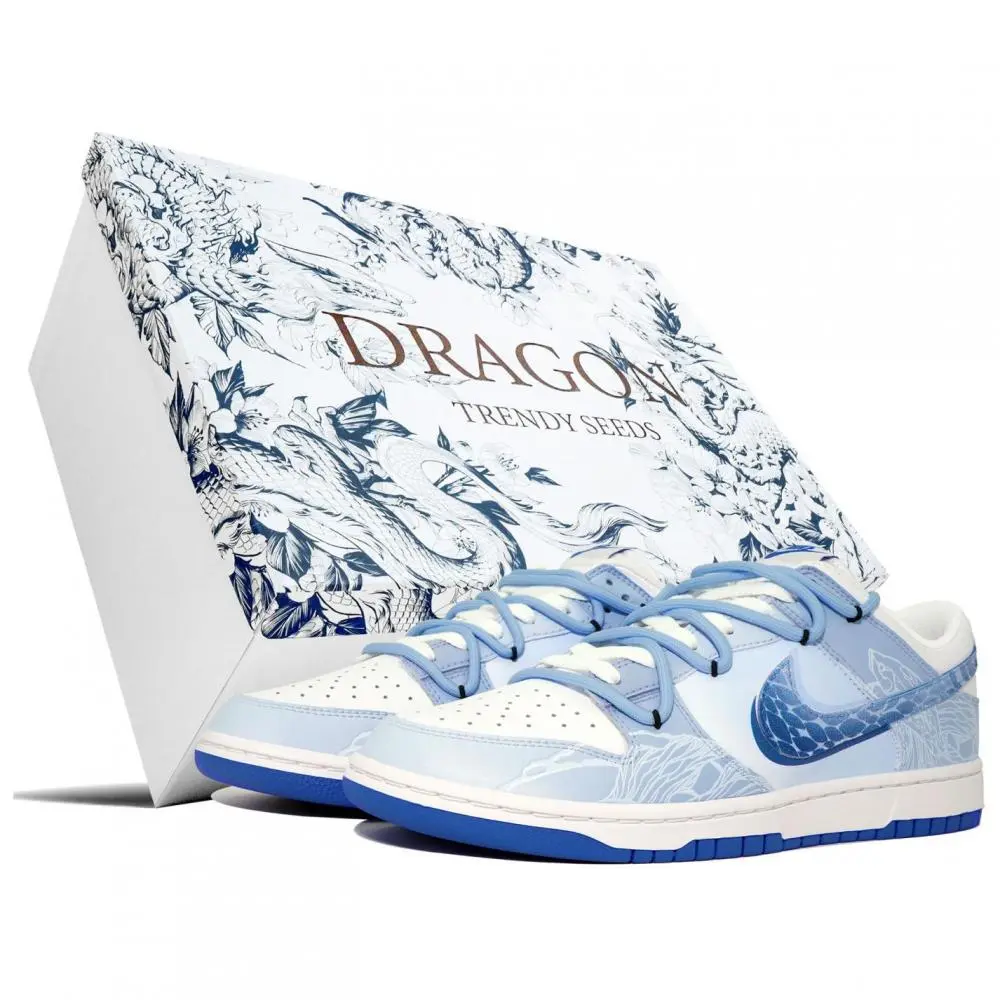 Nike Dunk Low 'Hyper Royal' Kaleidoscope Mirror Box Low top Skateboard Shoes Men's Blue White