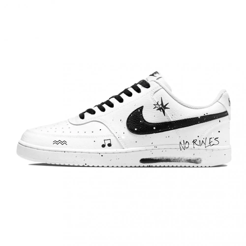 Nike Court Vision 1 Abrasion Resistant Low top Skateboard Shoes Men's Black White