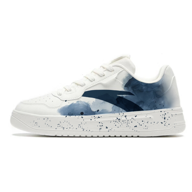 Anta Slip Resistant Cushioning Low Top Skateboard Shoes Men's White Blue