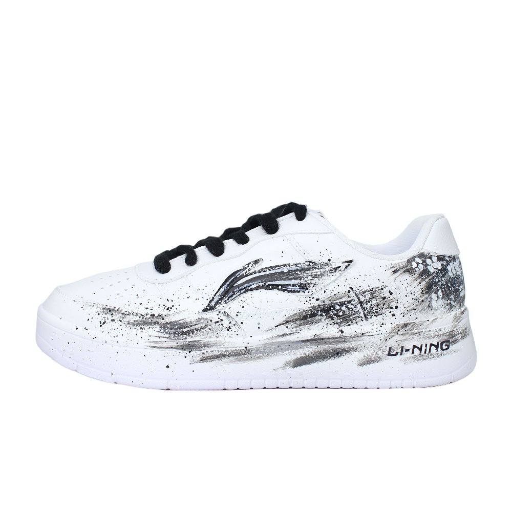 LiNing Pontoon Boats Wear resistant And Lightweight Low Top Skateboard Shoes Unisex White Black