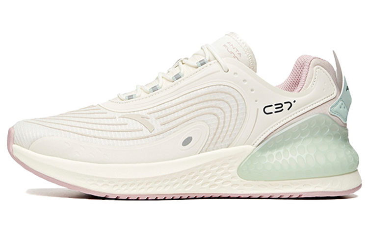 Anta C37+ Cushioned Anti-Slip Wear-Resistant Breathable Lightweight Low-Top Running Shoes Women's White Green