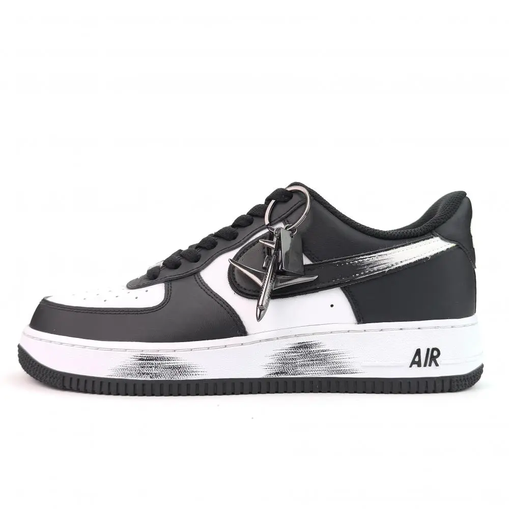 Nike Air Force 1 Ink Shadow White Edge Cushioning, Wear Resistant Low top Skateboard Shoes Unisex Black White