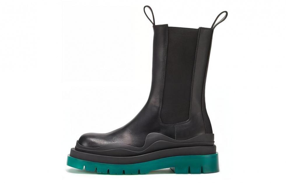 Bottega Veneta Tire Chelsea Ankle Length Chelsea Boots Women's Black Green