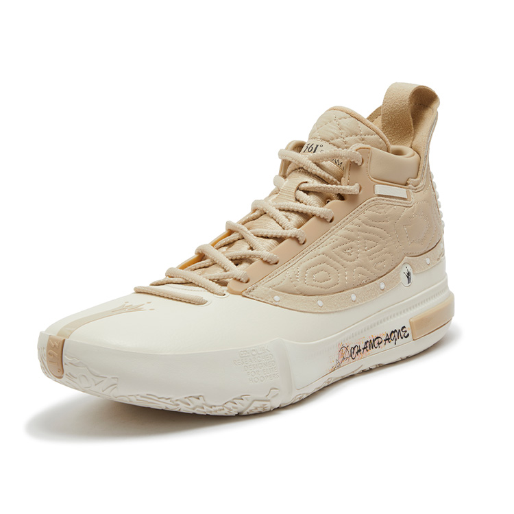 361° Joker Yokei Generation One Basketball Shoes Men Mid-Top Lotus Seed White/Apricot Tea Brown