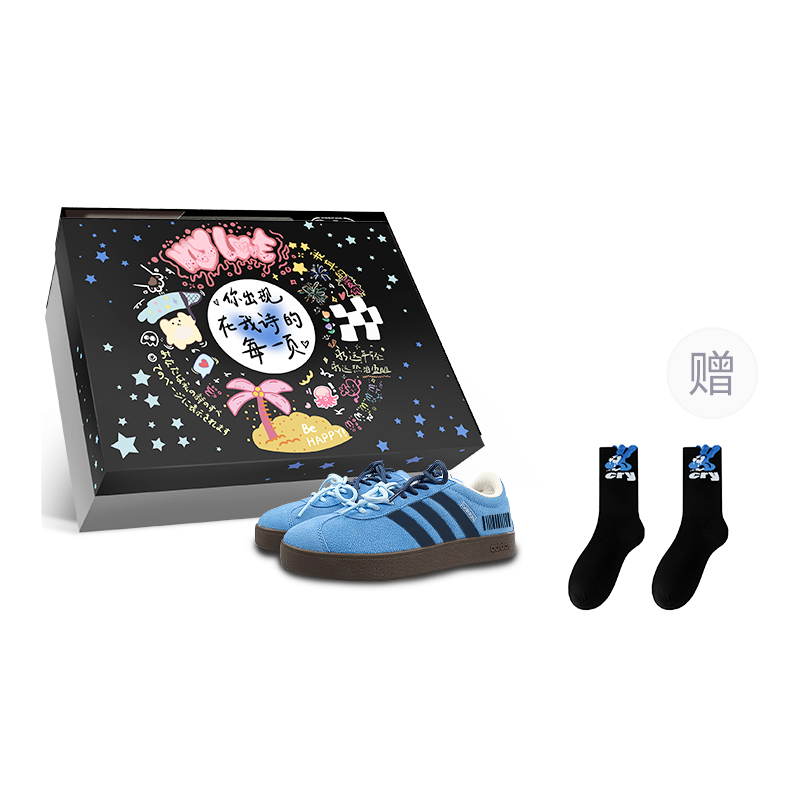 Adidas Vl Court Quick-Drying Impact Resistance Low-Top Skateboard Shoes Unisex Blue