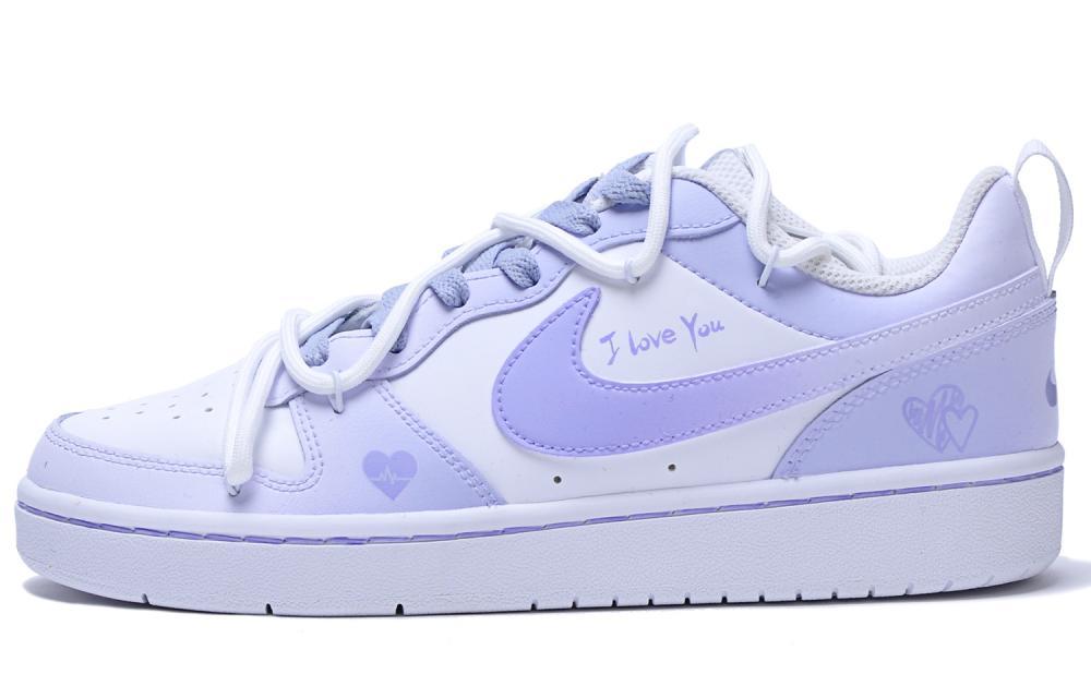 Nike Court Borough Low-Top Skateboard Shoes GS Purple White