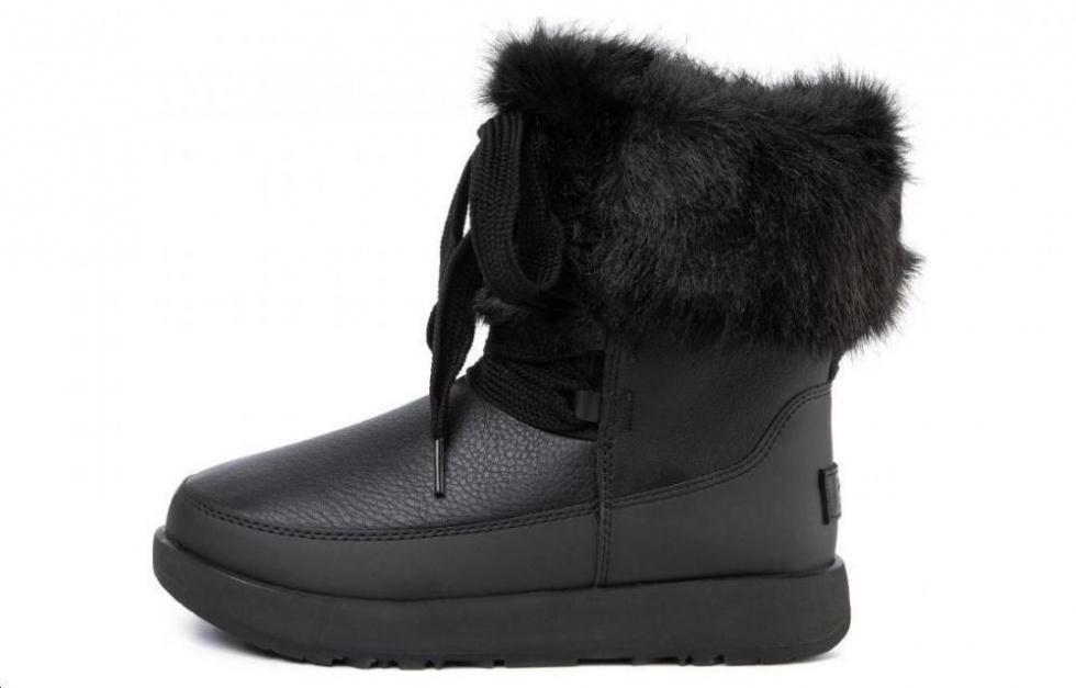 UGG Gracie Waterproof Black Leather Lace Up Boots 'Black' Women's