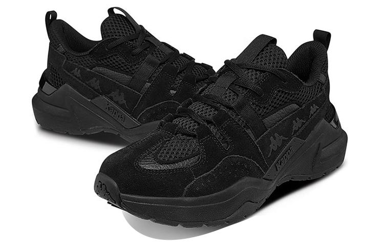 Kappa Label String Cushioning Low-Top Chunky Sneakers Unisex Black