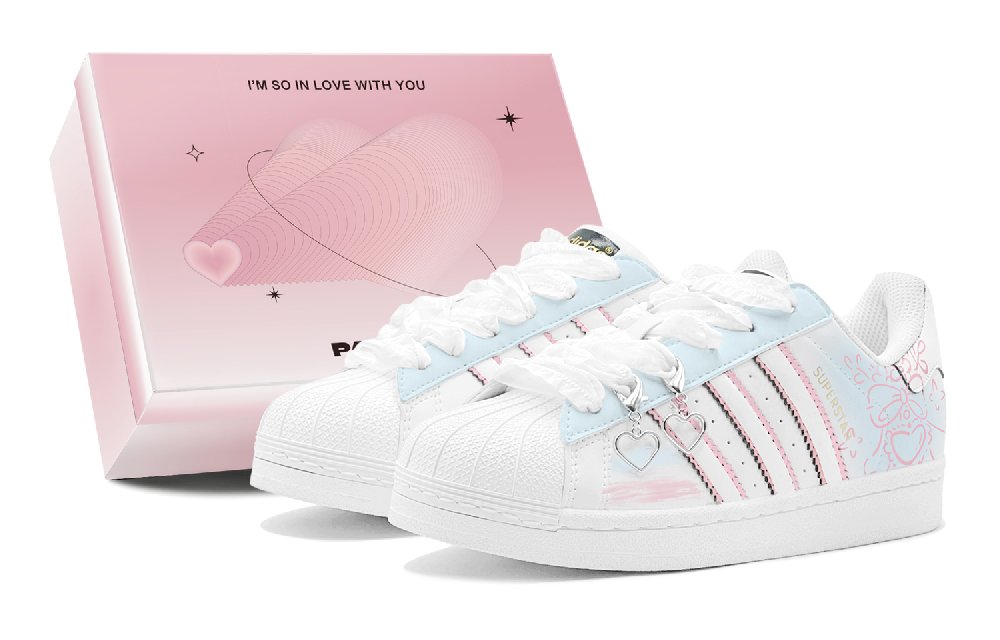 Adidas Originals SUPERSTAR Fall Refresh Anti-Slip Wear-Resistant Low-Top Skateboard Shoes Unisex Pink Blue