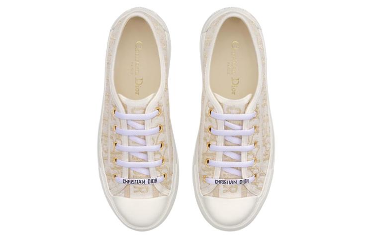DIOR Walk'n'Dior Platform Shoes Low Top Stylish Skateboarding Shoes Women's White Gold купить в интернет-магазине Yoocart с быстрой доставкой по России.