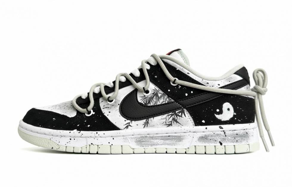 Nike Dunk Low Retro 'Plaid' Low-Top Skateboard Shoes Men's Black White