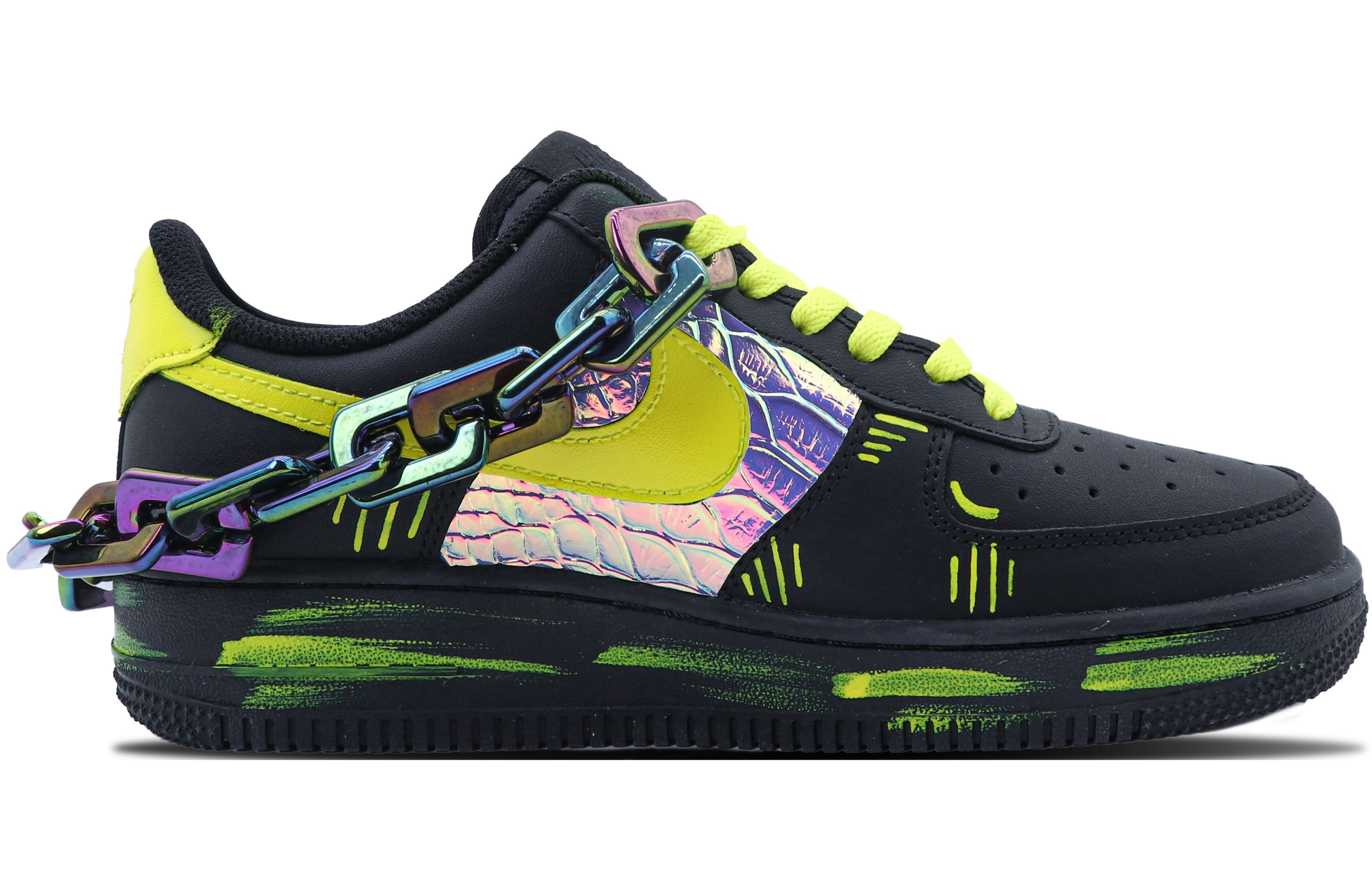 Nike Air Force 1 Thermal Coverage Low Top Skateboard Shoes Women's Yellow Black