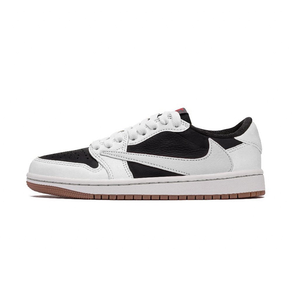 Travis Scott x Jordan Air Jordan 1 Cushioned Slip-Resistant Low-Top Vintage Basketball Shoes Unisex White Black