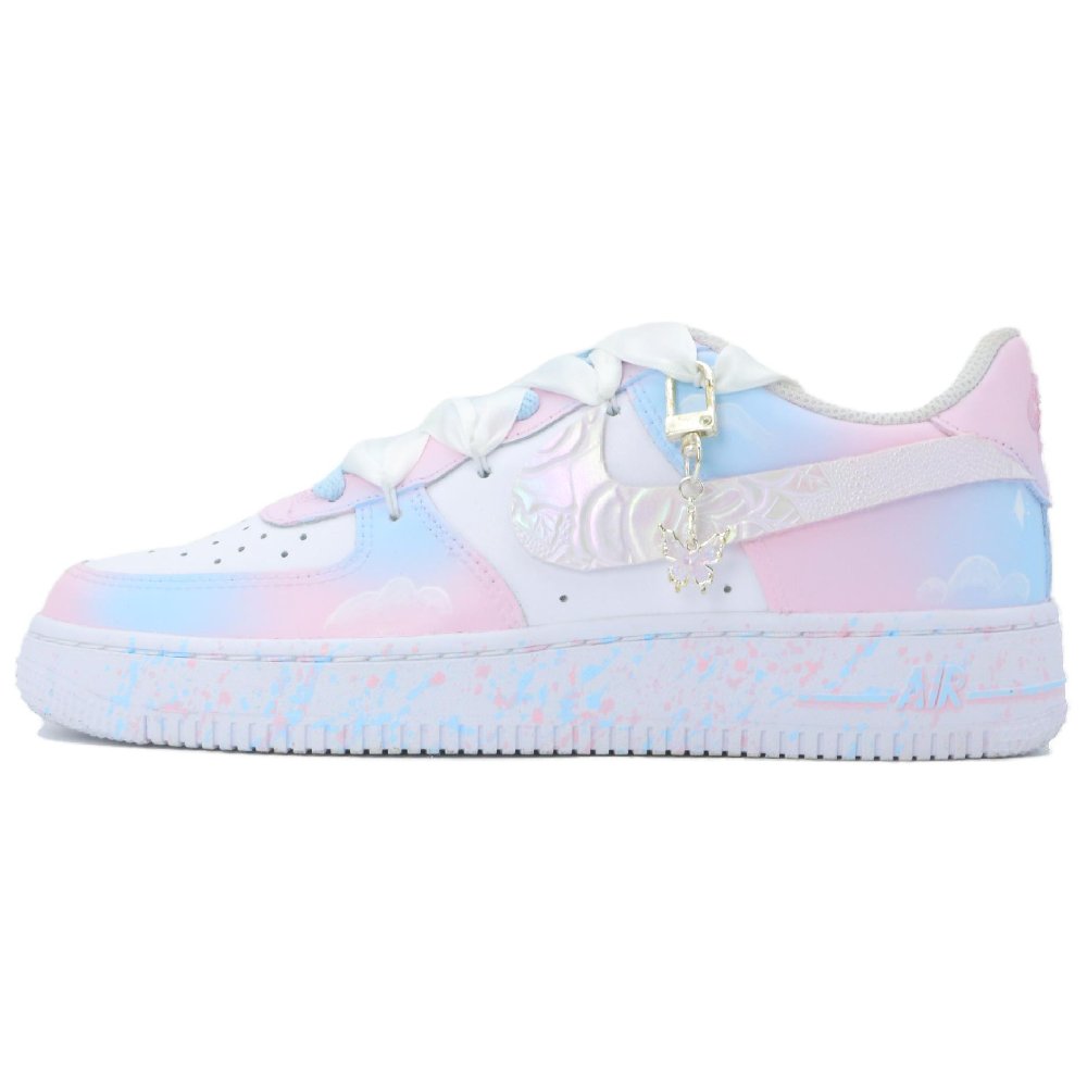 Nike Air Force 1 Anti Slip Wear Resistant Low Top Skateboard Shoes Unisex Blue Pink