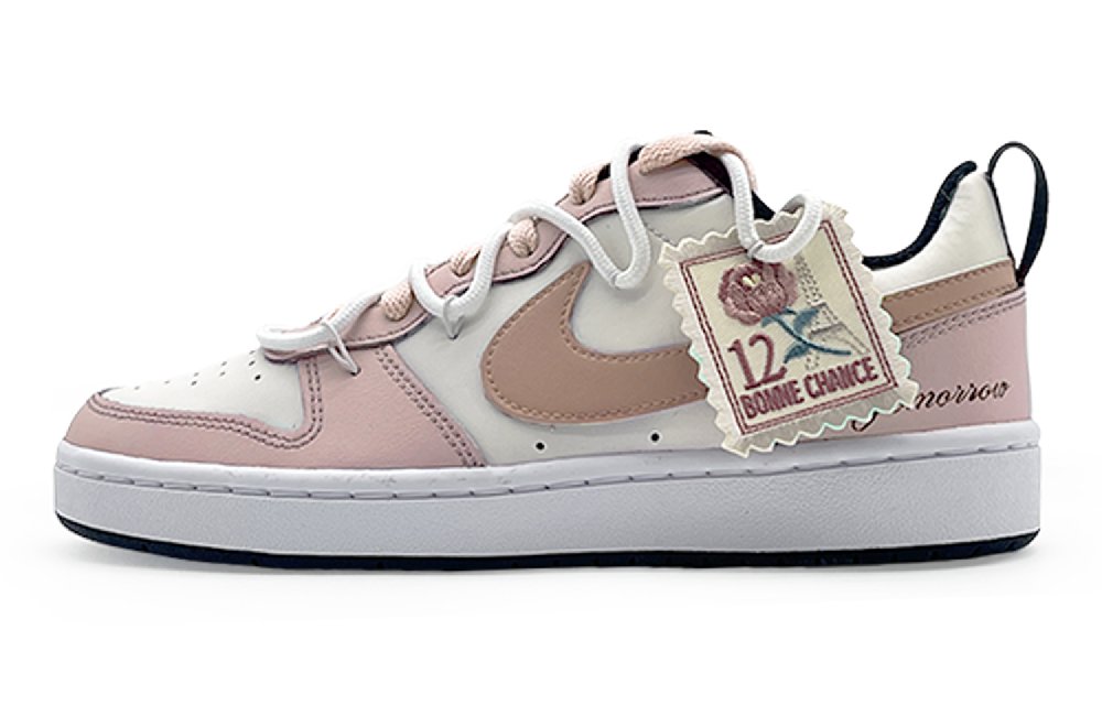Nike Court Borough Low 2 Non-slip Lightweight Low-Top Skateboard Shoes GS White Pink