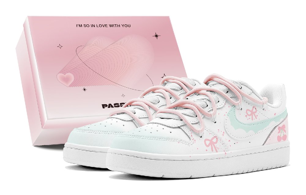 Nike Court Borough Slip Resistant Low Top Skateboard Shoes Women's Pink White