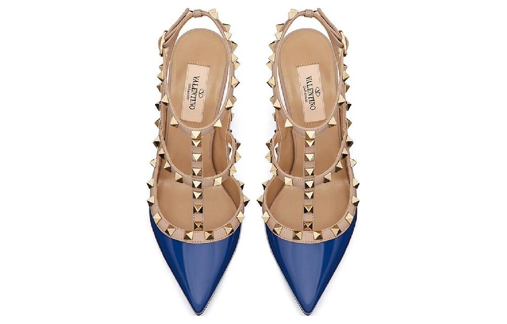 Valentino ROCKSTUD Slim Heel High Heels Women's Blue